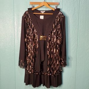 ❤️ NWOT Black Gold suit two pieces sequins long sleeves size XXL